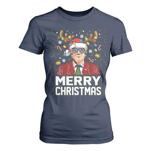 Funny Trump Xmas T Shirt For Women Merry Christmas Santa TS10 Navy Print Your Wear