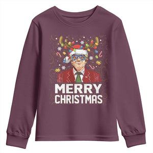 Funny Trump Xmas Youth Sweatshirt Merry Christmas Santa TS10 Maroon Print Your Wear