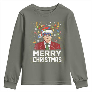 Funny Trump Xmas Youth Sweatshirt Merry Christmas Santa TS10 Military Green Print Your Wear