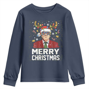 Funny Trump Xmas Youth Sweatshirt Merry Christmas Santa TS10 Navy Print Your Wear