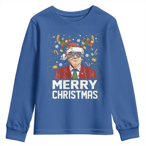 Funny Trump Xmas Youth Sweatshirt Merry Christmas Santa TS10 Royal Blue Print Your Wear