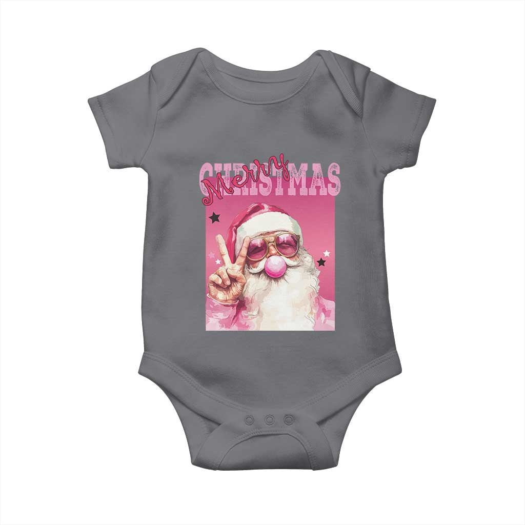 Pink Santa Retro Christmas Baby Onesie Blowing Bubble Pink Xmas Matching Family Group Party TS10 Charcoal Print Your Wear