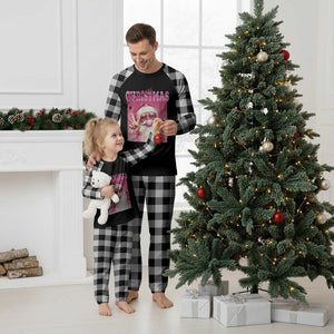 Pink Santa Retro Christmas Plaid Pajama Set Blowing Bubble Pink Xmas Matching Family Group Party TS10 White Plaid Print Your Wear