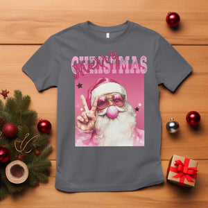 Pink Santa Retro Christmas T Shirt Blowing Bubble Pink Xmas Matching Family Group Party TS10 Charcoal Print Your Wear