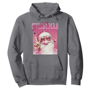 Pink Santa Retro Christmas Hoodie Blowing Bubble Pink Xmas Matching Family Group Party TS10 Charcoal Print Your Wear