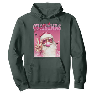 Pink Santa Retro Christmas Hoodie Blowing Bubble Pink Xmas Matching Family Group Party TS10 Dark Forest Green Print Your Wear