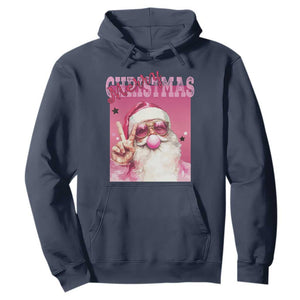 Pink Santa Retro Christmas Hoodie Blowing Bubble Pink Xmas Matching Family Group Party TS10 Navy Print Your Wear