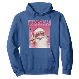 Pink Santa Retro Christmas Hoodie Blowing Bubble Pink Xmas Matching Family Group Party TS10 Royal Blue Print Your Wear