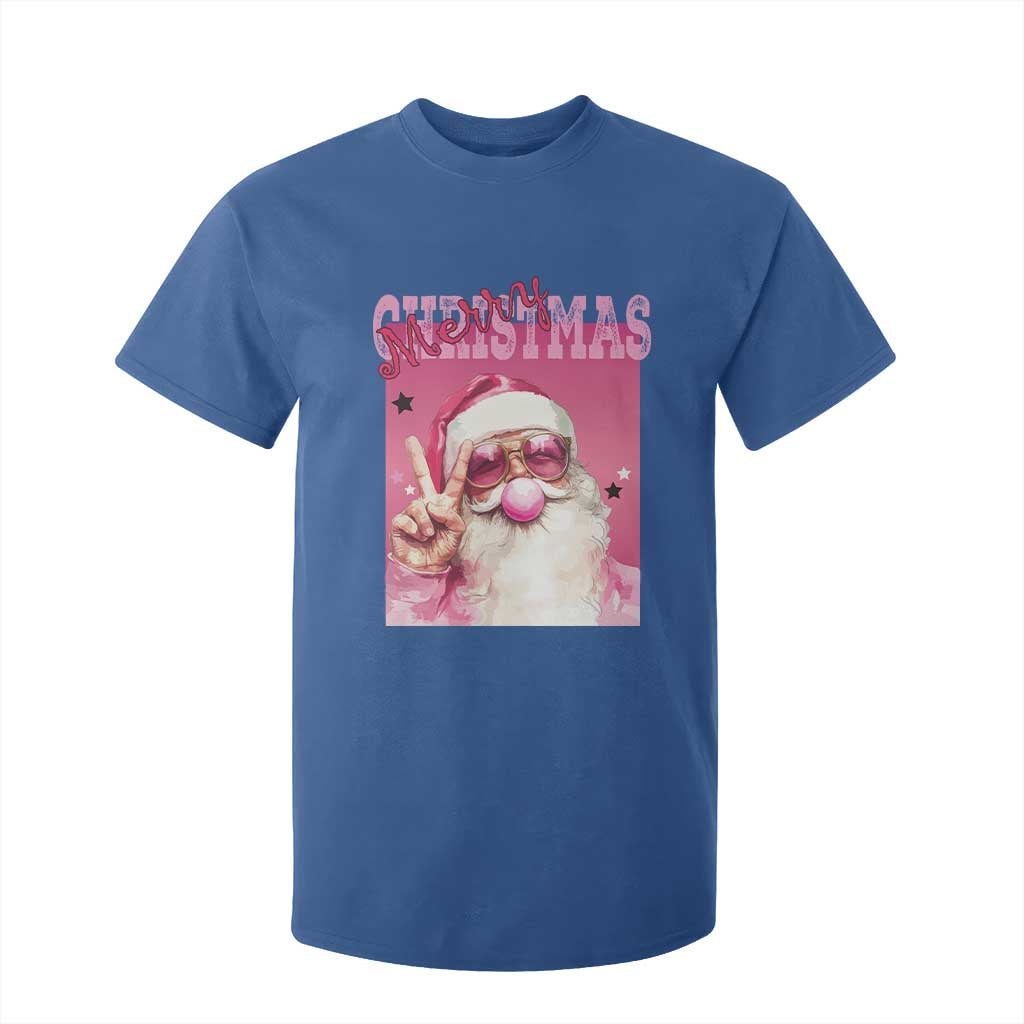 Pink Santa Retro Christmas T Shirt For Kid Blowing Bubble Pink Xmas Matching Family Group Party TS10 Royal Blue Print Your Wear