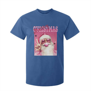Pink Santa Retro Christmas T Shirt For Kid Blowing Bubble Pink Xmas Matching Family Group Party TS10 Royal Blue Print Your Wear