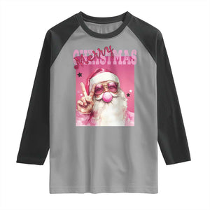 Pink Santa Retro Christmas Raglan Shirt Blowing Bubble Pink Xmas Matching Family Group Party TS10 Sport Gray Black Print Your Wear