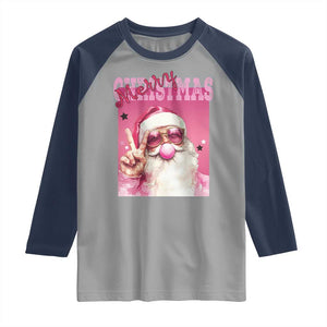 Pink Santa Retro Christmas Raglan Shirt Blowing Bubble Pink Xmas Matching Family Group Party TS10 Sport Gray Navy Print Your Wear