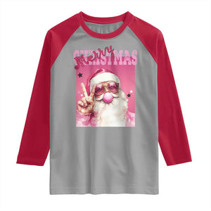 Pink Santa Retro Christmas Raglan Shirt Blowing Bubble Pink Xmas Matching Family Group Party TS10 Sport Gray Red Print Your Wear