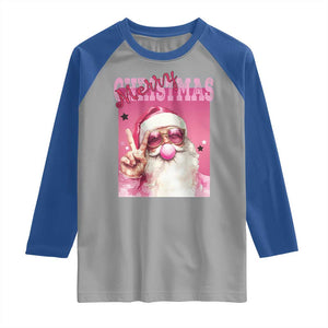 Pink Santa Retro Christmas Raglan Shirt Blowing Bubble Pink Xmas Matching Family Group Party TS10 Sport Gray Royal Print Your Wear