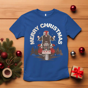 Motorcycle Christmas T Shirt Santa Riding to Town Merry Xmas TS10 Royal Blue Print Your Wear