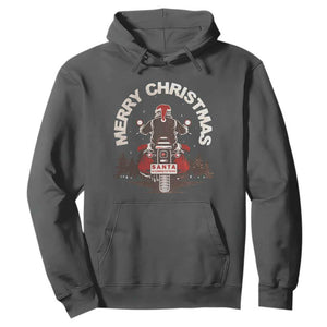 Motorcycle Christmas Hoodie Santa Riding to Town Merry Xmas TS10 Dark Heather Print Your Wear