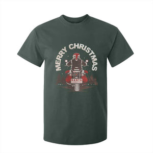 Motorcycle Christmas T Shirt For Kid Santa Riding to Town Merry Xmas TS10 Dark Forest Green Print Your Wear