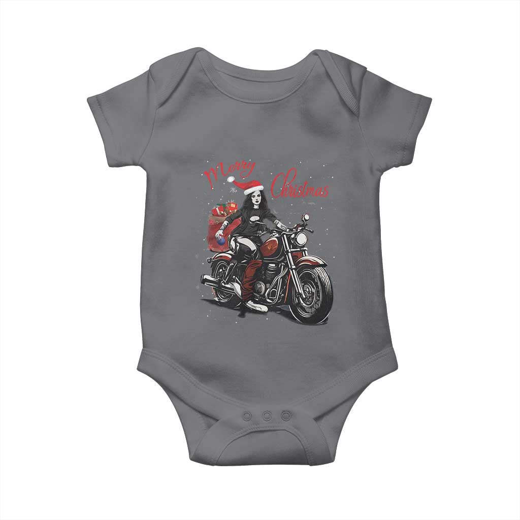 Girl Motorcycle Santa Baby Onesie Lady Biker Merry Christmas TS10 Charcoal Print Your Wear