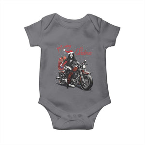 Girl Motorcycle Santa Baby Onesie Lady Biker Merry Christmas TS10 Charcoal Print Your Wear