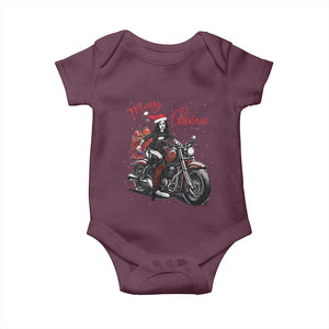 Girl Motorcycle Santa Baby Onesie Lady Biker Merry Christmas TS10 Maroon Print Your Wear