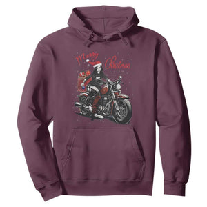 Girl Motorcycle Santa Hoodie Lady Biker Merry Christmas TS10 Maroon Print Your Wear