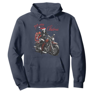 Girl Motorcycle Santa Hoodie Lady Biker Merry Christmas TS10 Navy Print Your Wear