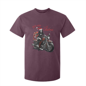Girl Motorcycle Santa T Shirt For Kid Lady Biker Merry Christmas TS10 Maroon Print Your Wear