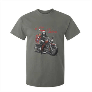 Girl Motorcycle Santa T Shirt For Kid Lady Biker Merry Christmas TS10 Military Green Print Your Wear