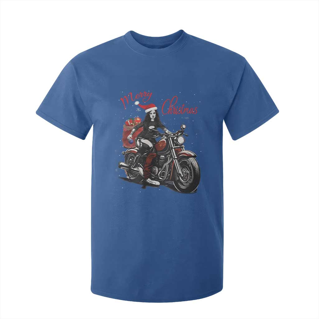 Girl Motorcycle Santa T Shirt For Kid Lady Biker Merry Christmas TS10 Royal Blue Print Your Wear