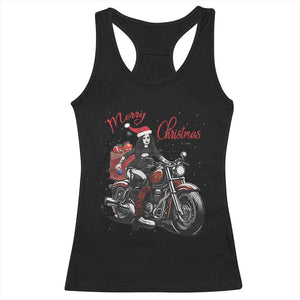 Girl Motorcycle Santa Racerback Tank Top Lady Biker Merry Christmas TS10 Black Print Your Wear