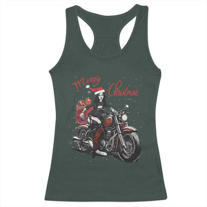 Girl Motorcycle Santa Racerback Tank Top Lady Biker Merry Christmas TS10 Dark Forest Green Print Your Wear