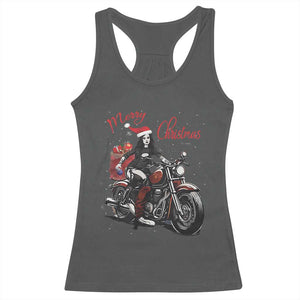 Girl Motorcycle Santa Racerback Tank Top Lady Biker Merry Christmas TS10 Dark Heather Print Your Wear