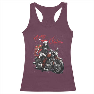 Girl Motorcycle Santa Racerback Tank Top Lady Biker Merry Christmas TS10 Maroon Print Your Wear