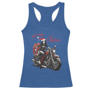 Girl Motorcycle Santa Racerback Tank Top Lady Biker Merry Christmas TS10 Royal Blue Print Your Wear