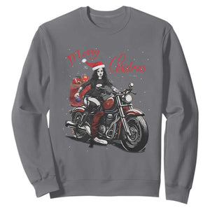 Girl Motorcycle Santa Sweatshirt Lady Biker Merry Christmas TS10 Charcoal Print Your Wear
