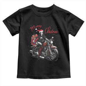 Girl Motorcycle Santa Toddler T Shirt Lady Biker Merry Christmas TS10 Black Print Your Wear