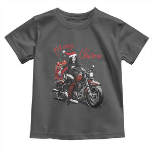 Girl Motorcycle Santa Toddler T Shirt Lady Biker Merry Christmas TS10 Dark Heather Print Your Wear