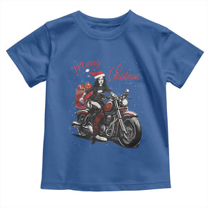 Girl Motorcycle Santa Toddler T Shirt Lady Biker Merry Christmas TS10 Royal Blue Print Your Wear