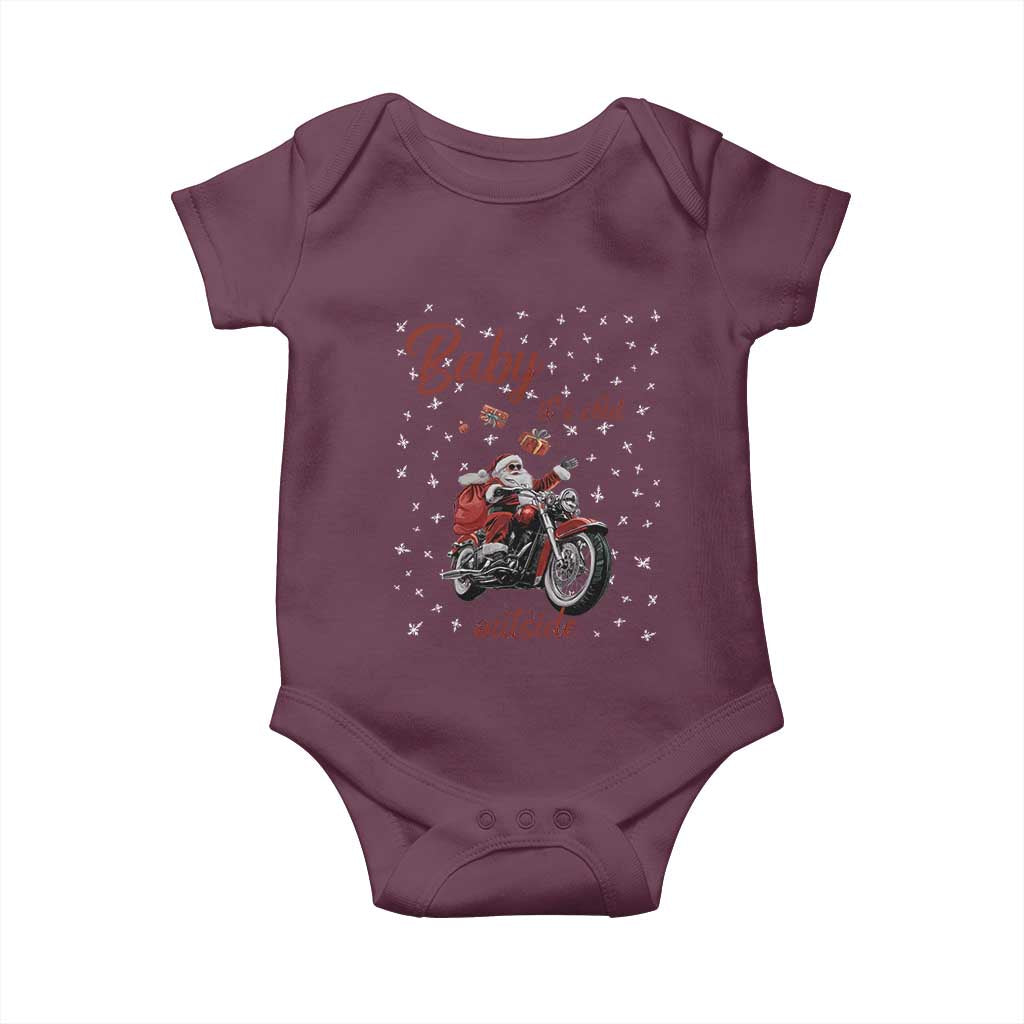 Funny Christmas Motorcycle Santa Baby Onesie Xmas Motorbike Biker Gift TS10 Maroon Print Your Wear