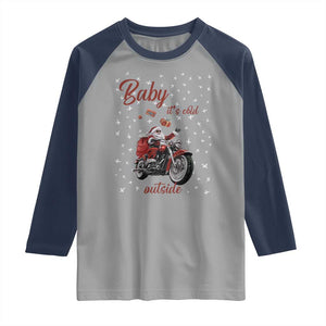 Funny Christmas Motorcycle Santa Raglan Shirt Xmas Motorbike Biker Gift TS10 Sport Gray Navy Print Your Wear