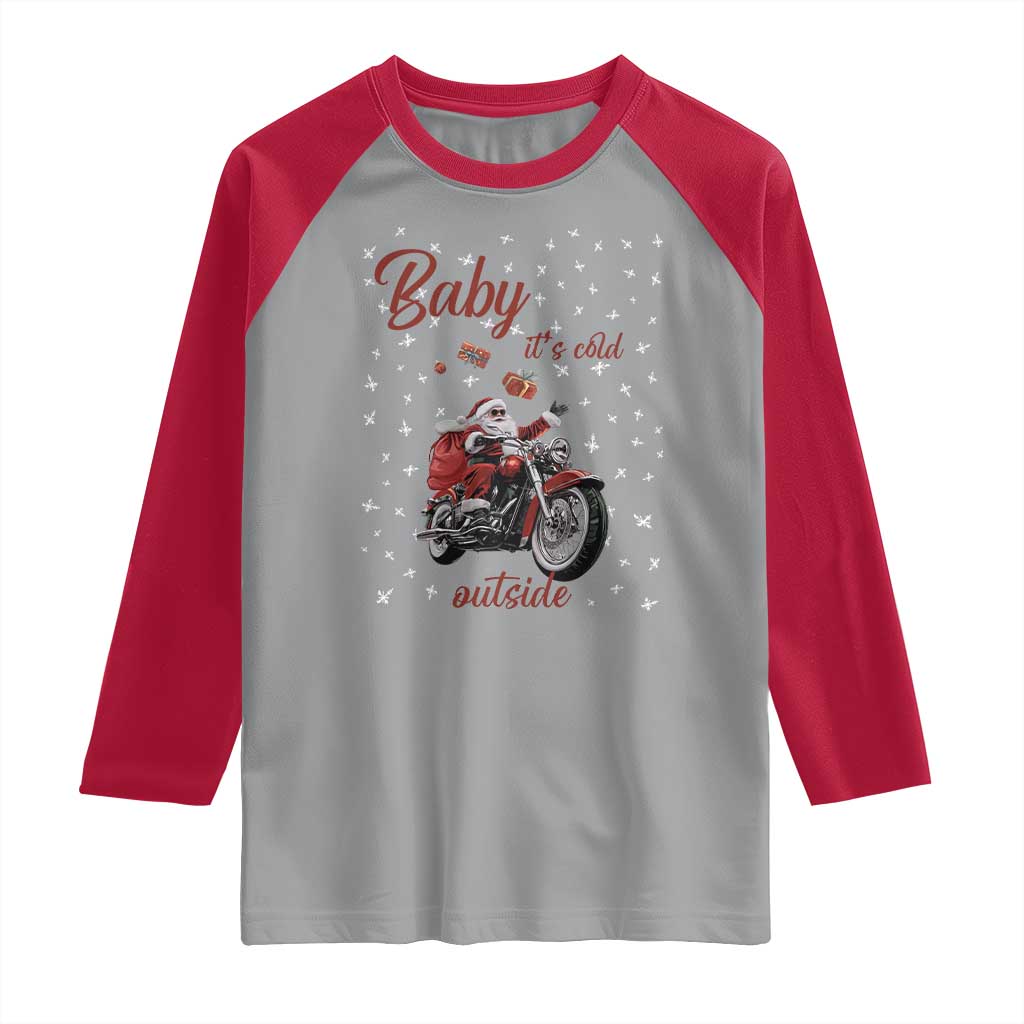 Funny Christmas Motorcycle Santa Raglan Shirt Xmas Motorbike Biker Gift TS10 Sport Gray Red Print Your Wear