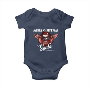 Motorcycle Biker Santa Baby Onesie Merry Christmas Skull Xmas TS10 Navy Print Your Wear