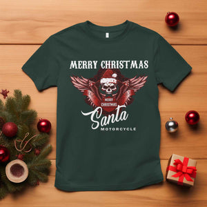 Motorcycle Biker Santa T Shirt Merry Christmas Skull Xmas TS10 Dark Forest Green Print Your Wear