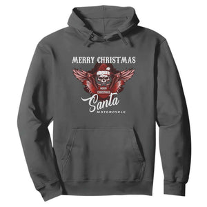 Motorcycle Biker Santa Hoodie Merry Christmas Skull Xmas TS10 Dark Heather Print Your Wear