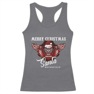 Motorcycle Biker Santa Racerback Tank Top Merry Christmas Skull Xmas TS10 Charcoal Print Your Wear