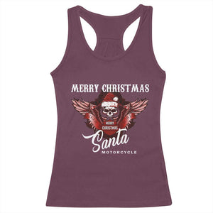 Motorcycle Biker Santa Racerback Tank Top Merry Christmas Skull Xmas TS10 Maroon Print Your Wear