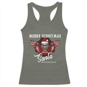 Motorcycle Biker Santa Racerback Tank Top Merry Christmas Skull Xmas TS10 Military Green Print Your Wear