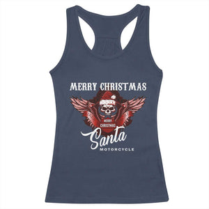 Motorcycle Biker Santa Racerback Tank Top Merry Christmas Skull Xmas TS10 Navy Print Your Wear