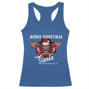 Motorcycle Biker Santa Racerback Tank Top Merry Christmas Skull Xmas TS10 Royal Blue Print Your Wear