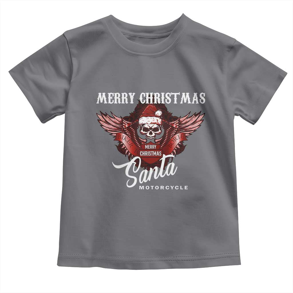 Motorcycle Biker Santa Toddler T Shirt Merry Christmas Skull Xmas TS10 Charcoal Print Your Wear